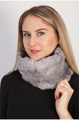 Grey sapphire mink fur neck warmer - Created with mink fur remnants